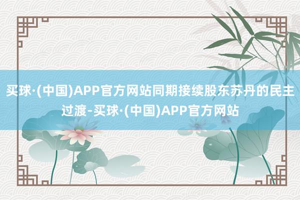 买球·(中国)APP官方网站同期接续股东苏丹的民主过渡-买球·(中国)APP官方网站