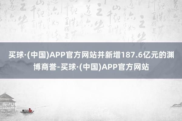 买球·(中国)APP官方网站并新增187.6亿元的渊博商誉-买球·(中国)APP官方网站