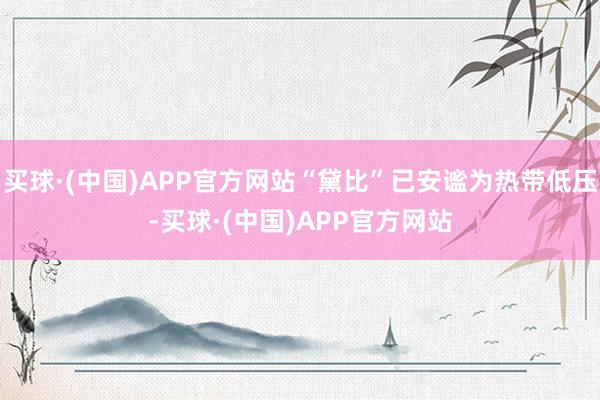 买球·(中国)APP官方网站“黛比”已安谧为热带低压-买球·(中国)APP官方网站