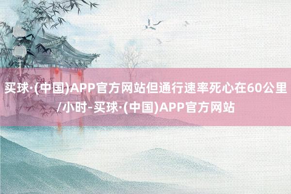 买球·(中国)APP官方网站但通行速率死心在60公里/小时-买球·(中国)APP官方网站