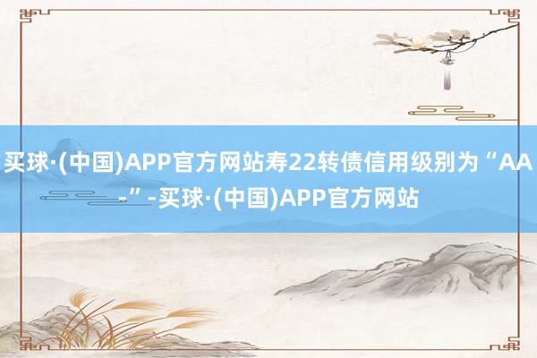 买球·(中国)APP官方网站寿22转债信用级别为“AA-”-买球·(中国)APP官方网站