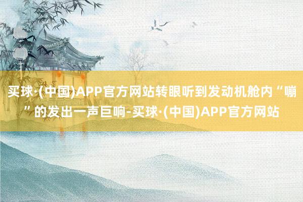 买球·(中国)APP官方网站转眼听到发动机舱内“嘣”的发出一声巨响-买球·(中国)APP官方网站