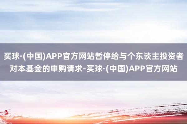 买球·(中国)APP官方网站暂停给与个东谈主投资者对本基金的申购请求-买球·(中国)APP官方网站