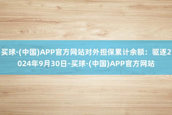 买球·(中国)APP官方网站对外担保累计余额：驱逐2024年9月30日-买球·(中国)APP官方网站