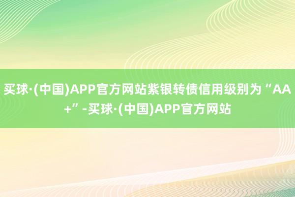 买球·(中国)APP官方网站紫银转债信用级别为“AA+”-买球·(中国)APP官方网站