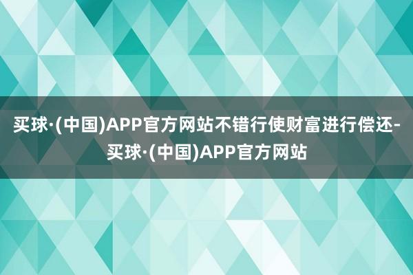 买球·(中国)APP官方网站不错行使财富进行偿还-买球·(中国)APP官方网站