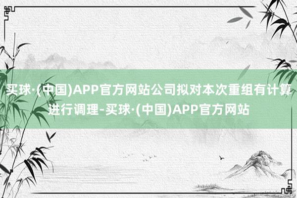 买球·(中国)APP官方网站公司拟对本次重组有计算进行调理-买球·(中国)APP官方网站