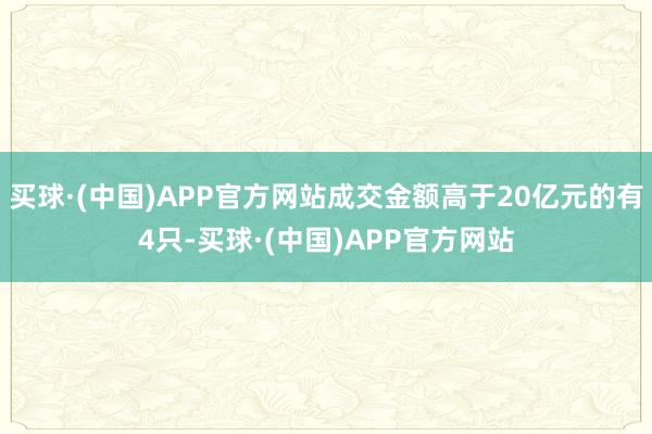 买球·(中国)APP官方网站成交金额高于20亿元的有4只-买球·(中国)APP官方网站