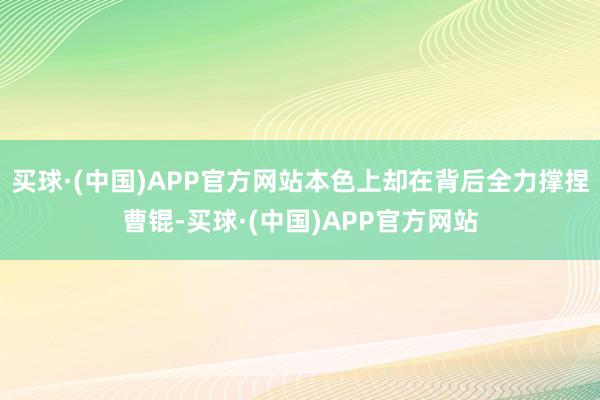 买球·(中国)APP官方网站本色上却在背后全力撑捏曹锟-买球·(中国)APP官方网站