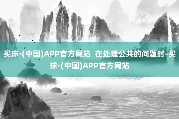 买球·(中国)APP官方网站  在处理公共的问题时-买球·(中国)APP官方网站