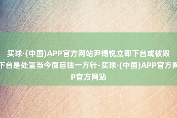 买球·(中国)APP官方网站尹锡悦立即下台或被毁谤下台是处置当今面目独一方针-买球·(中国)APP官方网站