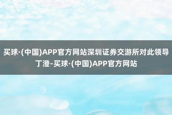 买球·(中国)APP官方网站深圳证券交游所对此领导丁澄-买球·(中国)APP官方网站