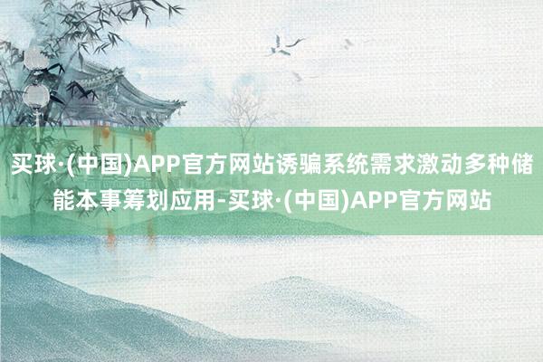 买球·(中国)APP官方网站诱骗系统需求激动多种储能本事筹划应用-买球·(中国)APP官方网站