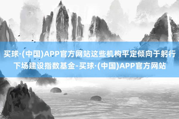 买球·(中国)APP官方网站这些机构平定倾向于躬行下场建设指数基金-买球·(中国)APP官方网站